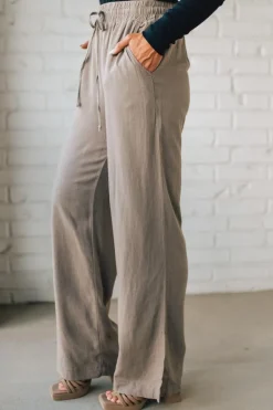 Linen Blend Drawstring Pants