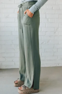 Linen Blend Drawstring Pants