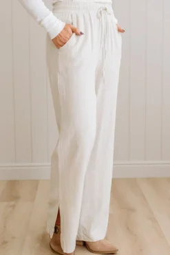 Linen Blend Drawstring Pants