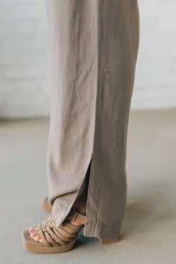 Linen Blend Drawstring Pants