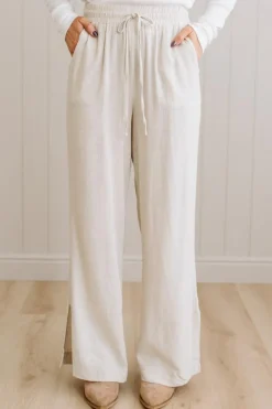 Linen Blend Drawstring Pants