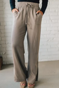 Linen Blend Drawstring Pants