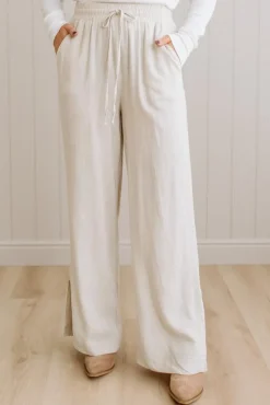 Linen Blend Drawstring Pants