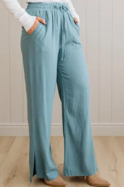 Linen Blend Drawstring Pants