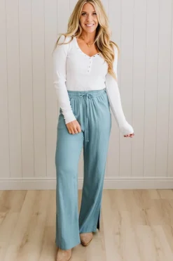 Linen Blend Drawstring Pants