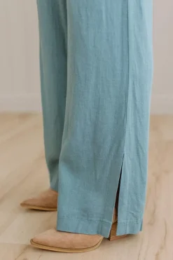 Linen Blend Drawstring Pants