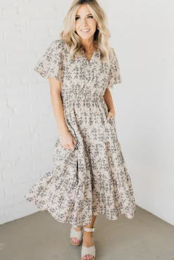 Maeve Printed Tiered Midi Dress