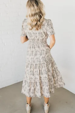 Maeve Printed Tiered Midi Dress