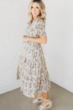 Maeve Printed Tiered Midi Dress
