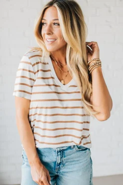 Mailey Striped V-Neck Tee