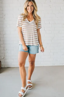 Mailey Striped V-Neck Tee
