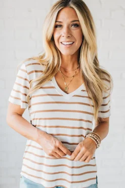 Mailey Striped V-Neck Tee