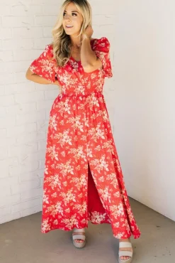 Marika Floral Slit Front Maxi