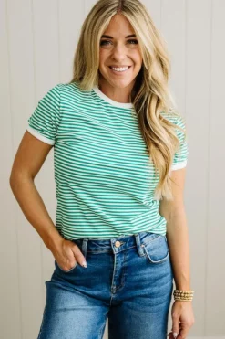 Marty Striped Contrast Trim Tee