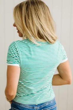 Marty Striped Contrast Trim Tee