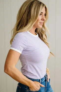 Marty Striped Contrast Trim Tee