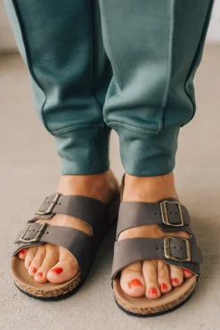 Maura Double Strap Slides | Mocha