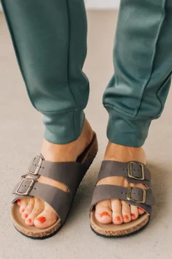 Maura Double Strap Slides | Mocha