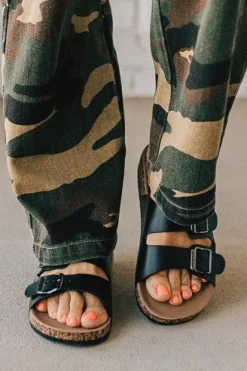 Maura Double Strap Slides | Black