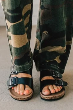 Maura Double Strap Slides | Black