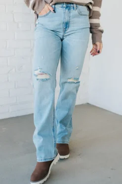 Maverick High Rise Dad Jeans | Light Wash - EUNINA