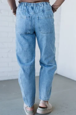 Mel Drawstring Barrel Jeans - SO ME