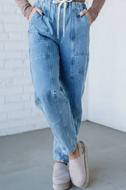 Mel Drawstring Barrel Jeans - SO ME