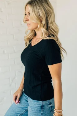 Miles Brushed Ribbed V-Neck Tee