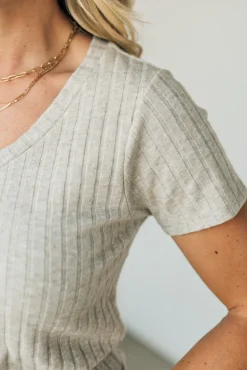 Miles Brushed Ribbed V-Neck Tee
