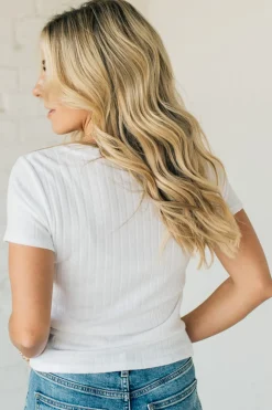 Miles Brushed Ribbed V-Neck Tee