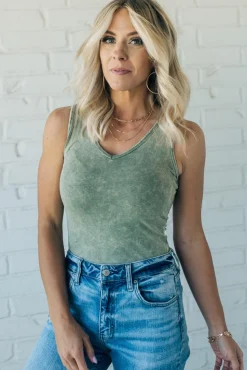 Mineral Wash V-Neck Bodysuit