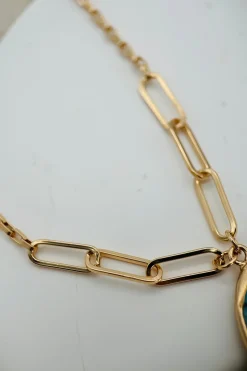 Mix Chain Turquoise Pendant Necklace