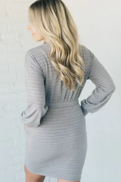 Monochromatic Stripe Sweater Dress