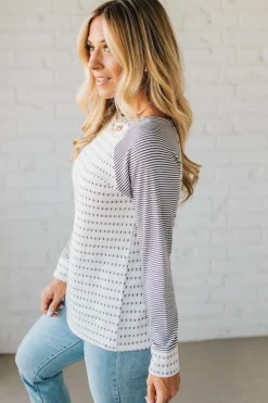 Morse Long Sleeve Mini-Stripe Sweater Top