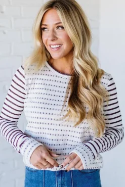 Morse Long Sleeve Stripe Sweater Top