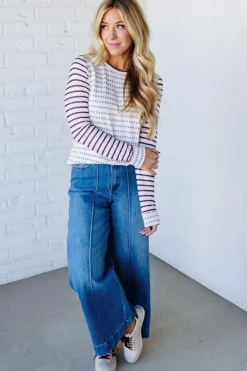 Morse Long Sleeve Stripe Sweater Top