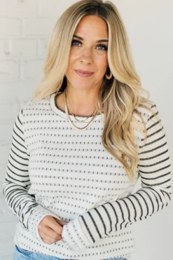Morse Long Sleeve Stripe Sweater Top