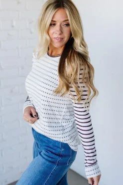 Morse Long Sleeve Stripe Sweater Top