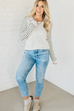 Morse Long Sleeve Stripe Sweater Top