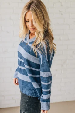 My Boyfriends Collared Stripe Sweater