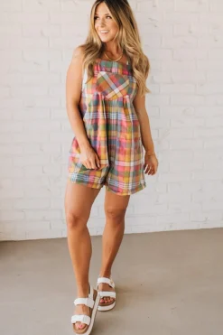 Nellie Plaid Shortalls - BIBI