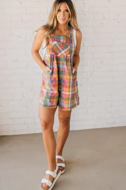 Nellie Plaid Shortalls - BIBI