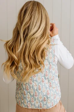 Padded Tie Front Floral Vest