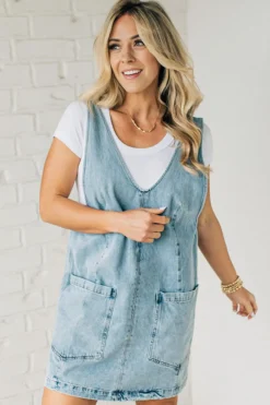 Paisley Denim Jumper Dress