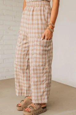Plaid Print Wide Leg Pants