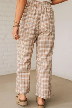 Plaid Print Wide Leg Pants