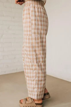 Plaid Print Wide Leg Pants