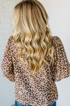 Portia Leopard Contrast Trim Top