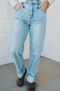 Rhauli Rolled Bottom Barrel Jeans - SO ME