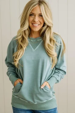 Ribbed Accent Pocketed Pullover
